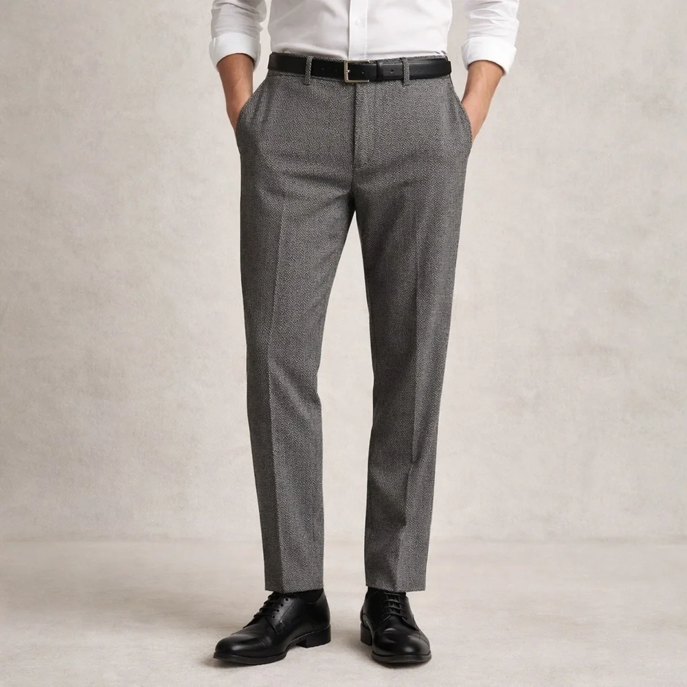 Banana Republic Mason Athletic Tapered Pants 35x32 Gray Herringbone Stretch